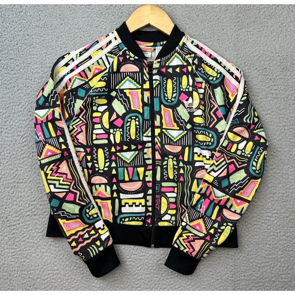 adidas Originals Girls Cropped SST Track Jacket Multicolor Aztec Geometric Large
